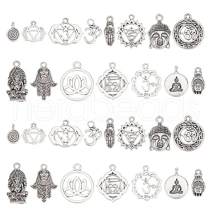 ARRICRAFT 120Pcs 15 Styles Tibetan Style Alloy Pendants TIBEP-AR0001-10-1