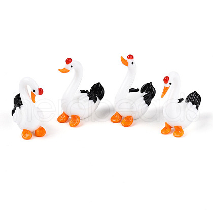 4Pcs  Handmade Lampwork Swan Display Decorations LAMP-T023-19-1