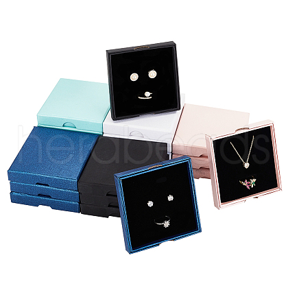 AHADERMAKER 20Pcs 5 Colors Cardboard Jewelry Set Packaging Boxes CON-GA0001-20-1