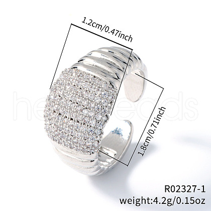 Elegant Fashionable Thread Design Brass Rhinestone Cuff Rings GP3744-1-1