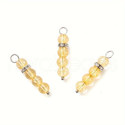 10Pcs Natural Citrine Pendants PALLOY-JF01425-02S-1