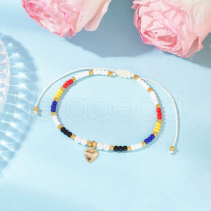Adjustable Glass Seed Round Beaded Braided Bracelets BJEW-MZ00187-02-1