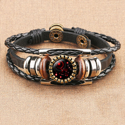 12 Constellations PU Leather Multi-strand Bracelets for Men Women WG878A3-05-1