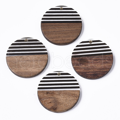 Resin & Walnut Wood Pendants X-RESI-T035-11-1