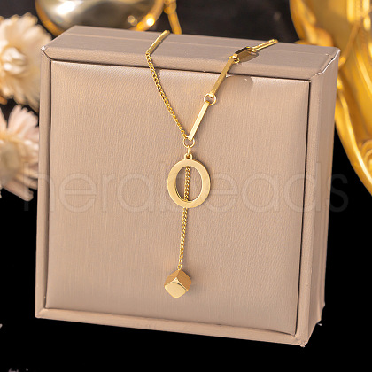 304 Stainless Steel Cube Initial Pendant Necklaces FS-WG9AF3A-06-1