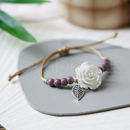 Ceramic Round Beads Braided Beads Bracelets WG31ACA-12-1