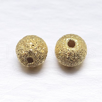 Real 18K Gold Plated Round 925 Sterling Silver Textured Beads STER-M101-01-5mm-1