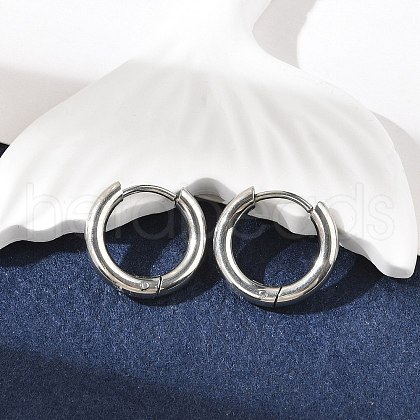 Tarnish Resistant 201 Stainless Steel Huggie Hoop Earrings MAK-R021-15mm-1
