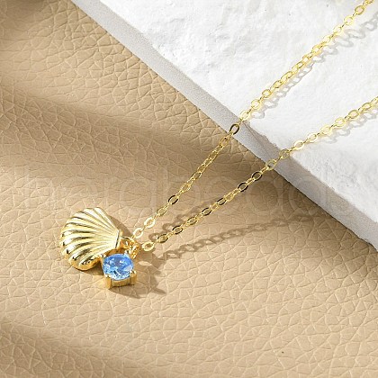 925 Sterling Silver Micro Pave Cubic Zirconia Pendant Necklaces for Women NJEW-V007-01G-1