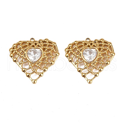 304 Stainless Steel Rhinestone Pendants STAS-L290-52G-1