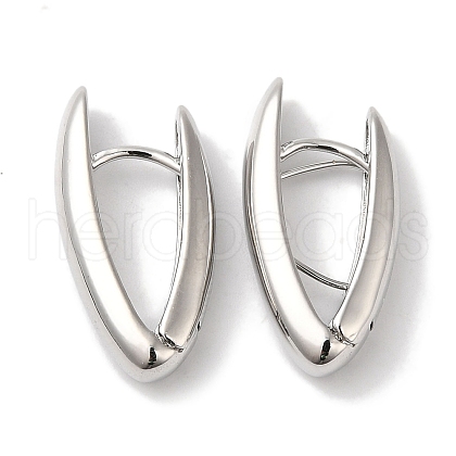 V-shapeRing Brass Hoop Earrings for Women EJEW-U008-11P-1