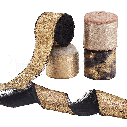   4 Roll 4 Colors 5M Hot Stamping Velvet Frayed Ribbon OCOR-PH0004-18-1