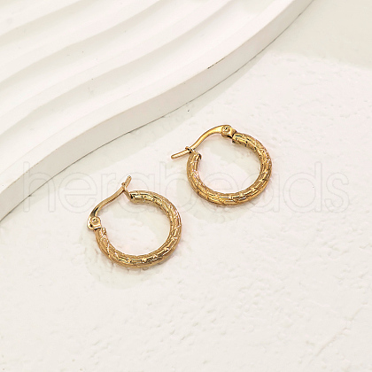 Elegant Vintage Stainless Steel Textured Hoop Earrings EM9189-1