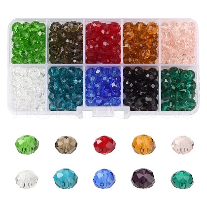 300Pcs 10 Colors Glass Beads Strands EGLA-YW0003-27-1