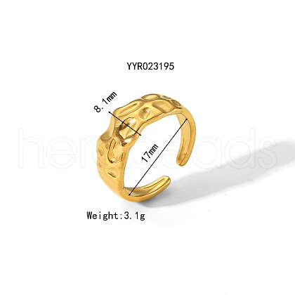 Irregular Hammered Stainless Steel Open Cuff Rings JY9046-2-1
