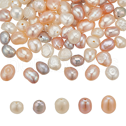 WADORN 75Pcs 5 Style Natural Cultured Freshwater Pearl Beads PEAR-WR0001-04-1