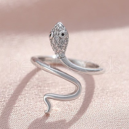 Snake Brass Micro Pave Cubic Zirconia Cuff Rings FS-WG5D2E3-08-1