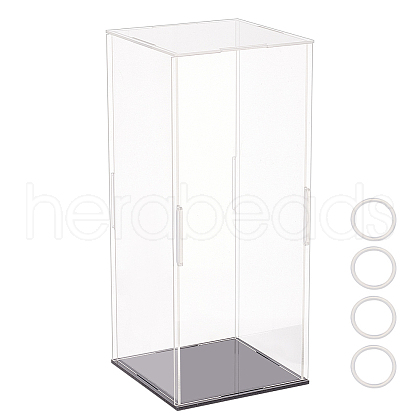 Rectangle Transparent Acrylic Minifigures Display Boxes with Black Base ODIS-WH0030-51D-1