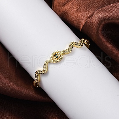 Rack Plating Brass Micro Pave Cubic Zirconia Hinged Bangles BJEW-H624-05G-1