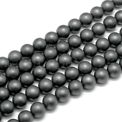 Frosted Non-magnetic Synthetic Hematite Round Bead Strands G-J344-8mm-1