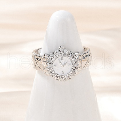 Brass Micro Pave Clear Cubic Zirconia with Enamel Cuff Rings RJEW-Z094-01P-01-1