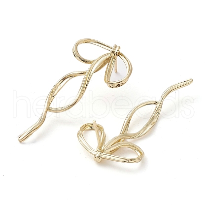 Bowknot Brass Stud Earrings EJEW-M245-10G-1