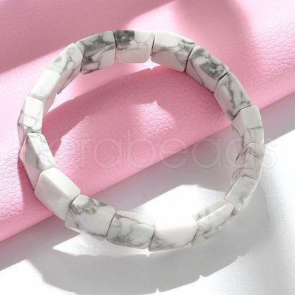 Sqaure Synthetic Howlite Beads Stretch Bracelets for Women Men BJEW-C097-06V-1