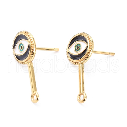 Brass Enamel Stud Earring Findings KK-P205-07G-1