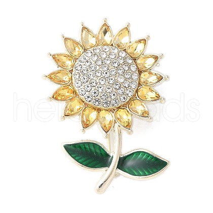 Sunflower Alloy Rhinestone Brooches for Backpack Clothes JEWB-F038-04LG-1