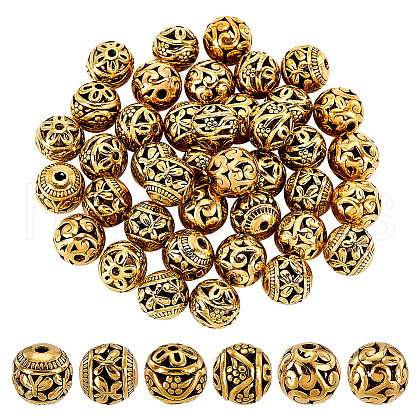  45Pcs 3 Styles Hollow Tibetan Style Alloy Beads FIND-PH0021-10-1