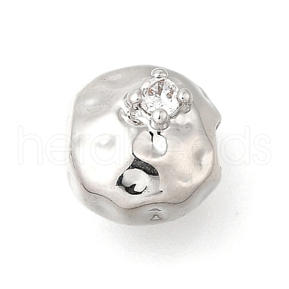 Brass Micro Pave Clear Cubic Zirconia Beads KK-U061-15A-P-1