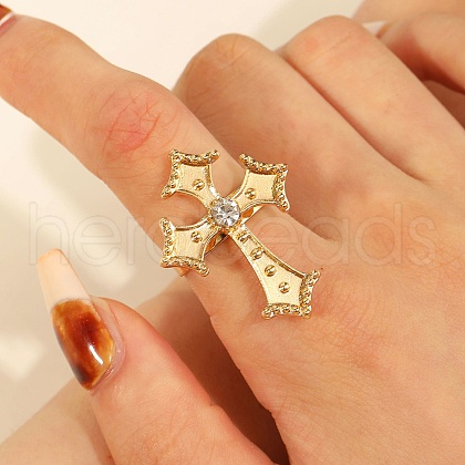 Adjustable Alloy Rhinestones Finger Rings for Women RJEW-V004-06KCG-1