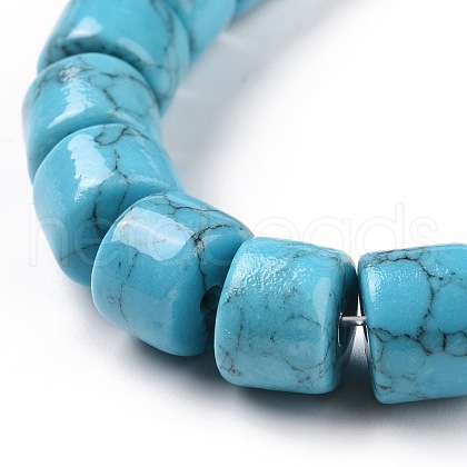 Synthetic Turquoise Column Bead Strands G-E266-04B-1