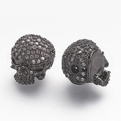 Brass Micro Pave Cubic Zirconia Beads ZIRC-F041-18B-1