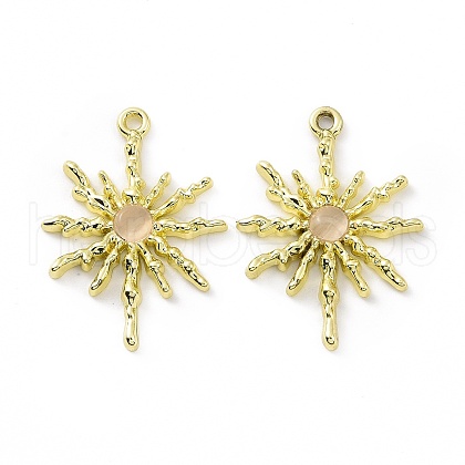 Rack Plating Alloy Cat Eye Pendants PALLOY-D007-08G-B-1
