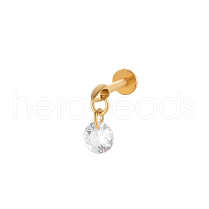 Titanium Alloy Cubic Zirconia 17 Gauge Flat Round Internally Threaded Labrets WG71E87-09-1