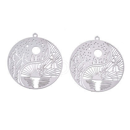 Non-Tarnish 201 Stainless Steel Filigree Pendants X-STAS-S118-025P-1