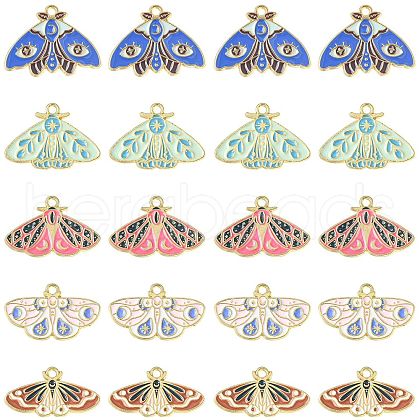 30Pcs 5 Styles Alloy Enamel Pendants ENAM-CJ0005-34-1