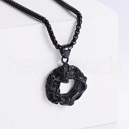 Retro Rock Punk Dragon Stainless Steel Pendant Necklaces EG9354-3-1