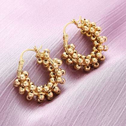 Round Brass Hoop Earrings EJEW-R025-34G-1