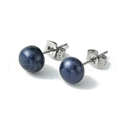 Natural Pearl Beads Ear Studs EJEW-JE02880-02-1