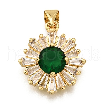 Brass Micro Pave Cubic Zirconia Pendants KK-K401-34G-03-1