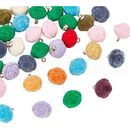 CHGCRAFT 32Pcs Flocky Resin Pendants RESI-CA0001-50-1