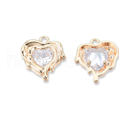 Brass Pave Clear Cubic Zirconia Pendants KK-N232-478LG-1