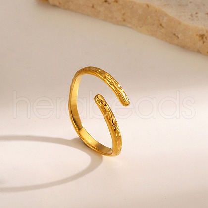 304 Stainless Steel Simple Line Open Cuff Rings RJEW-M072-11G-1