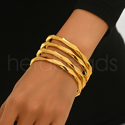 4Pcs Luxury Geometric Wave Zinc Alloy Bangles for Women's Daily Wear TW4371-1-1
