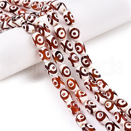 Natural Tibetan Agate 3-Eye Beads Strands G-T138-195B-1