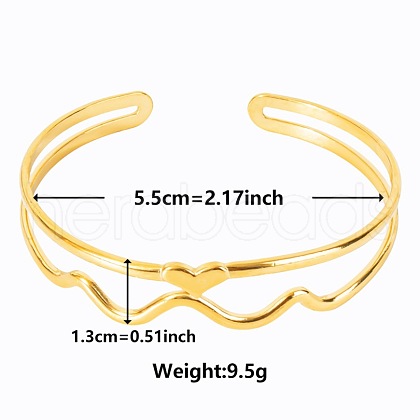 Elegant and Stylish Design Hollow 304 Stainless Steel Cuff Bangles for Women UJ8265-2-1