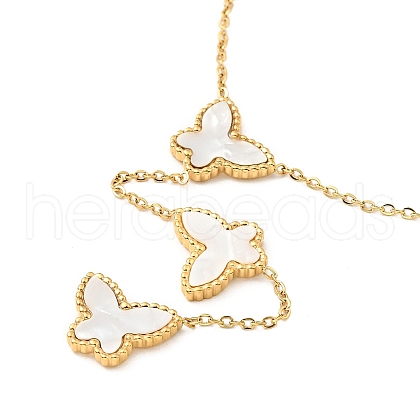 Synthetic Shell Butterfly Pendants Necklace NJEW-G085-02G-1