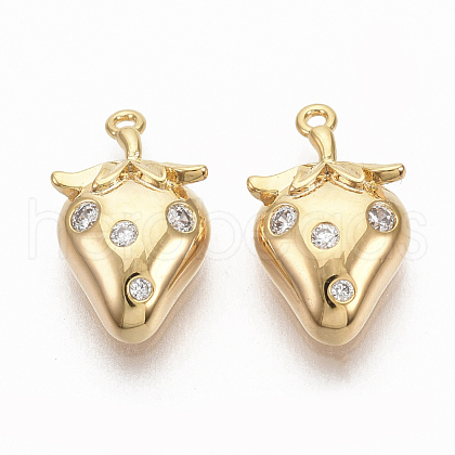 Brass Micro Pave Clear Cubic Zirconia Charms X-ZIRC-Q021-030G-NF-1